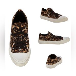 ALL SAINTS Jazmin Calf Hair Leopard Print Sneakers Size 39 EU/8.5 US
